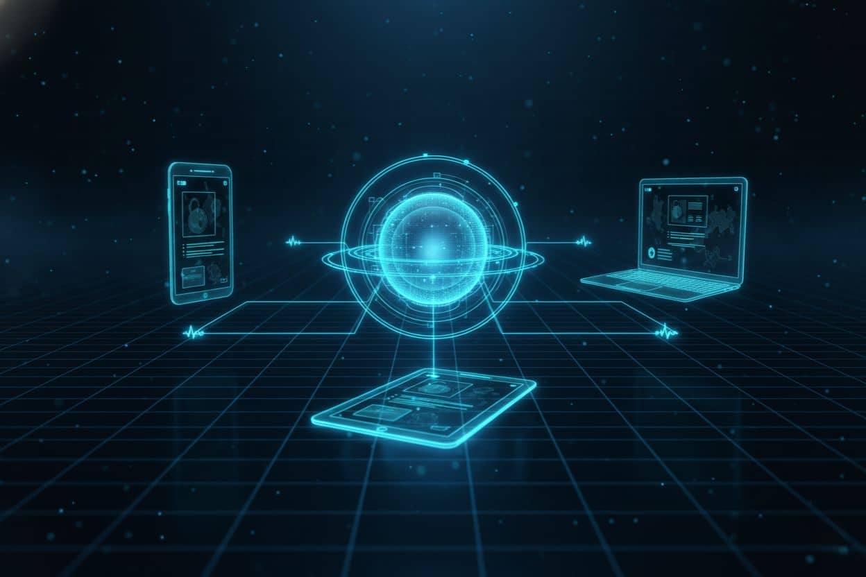 multi-device hologram showing progressive web application concept