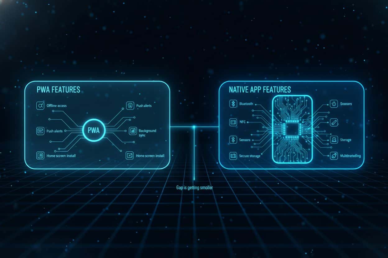 pwa vs native app feature comparison infographic