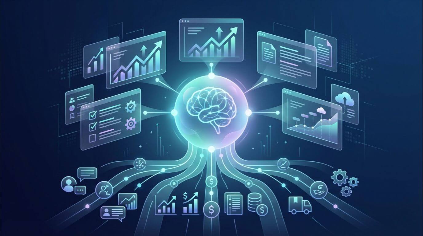 Dashboard showing AI-driven insights and predictive analytics within the Microsoft Dynamics 365 ecosystem
