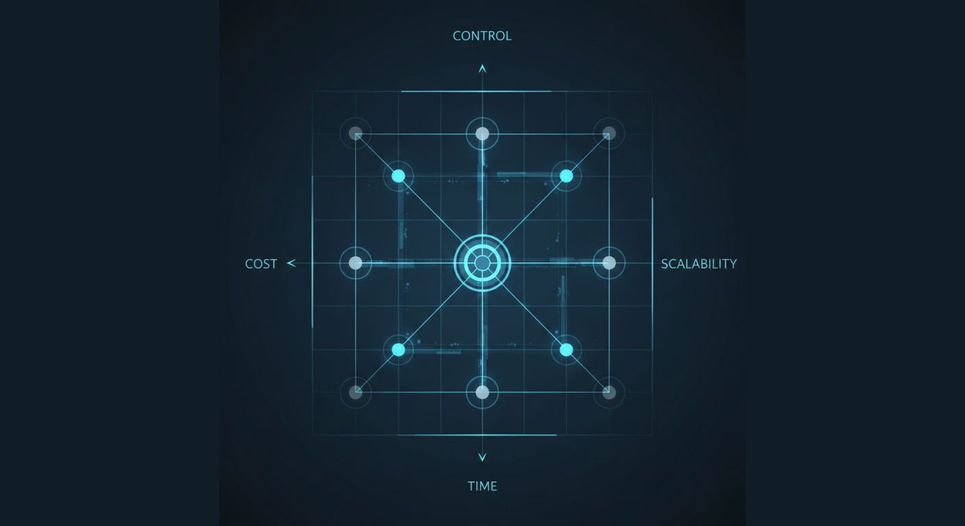 Decision matrix comparing custom and off-the-shelf software