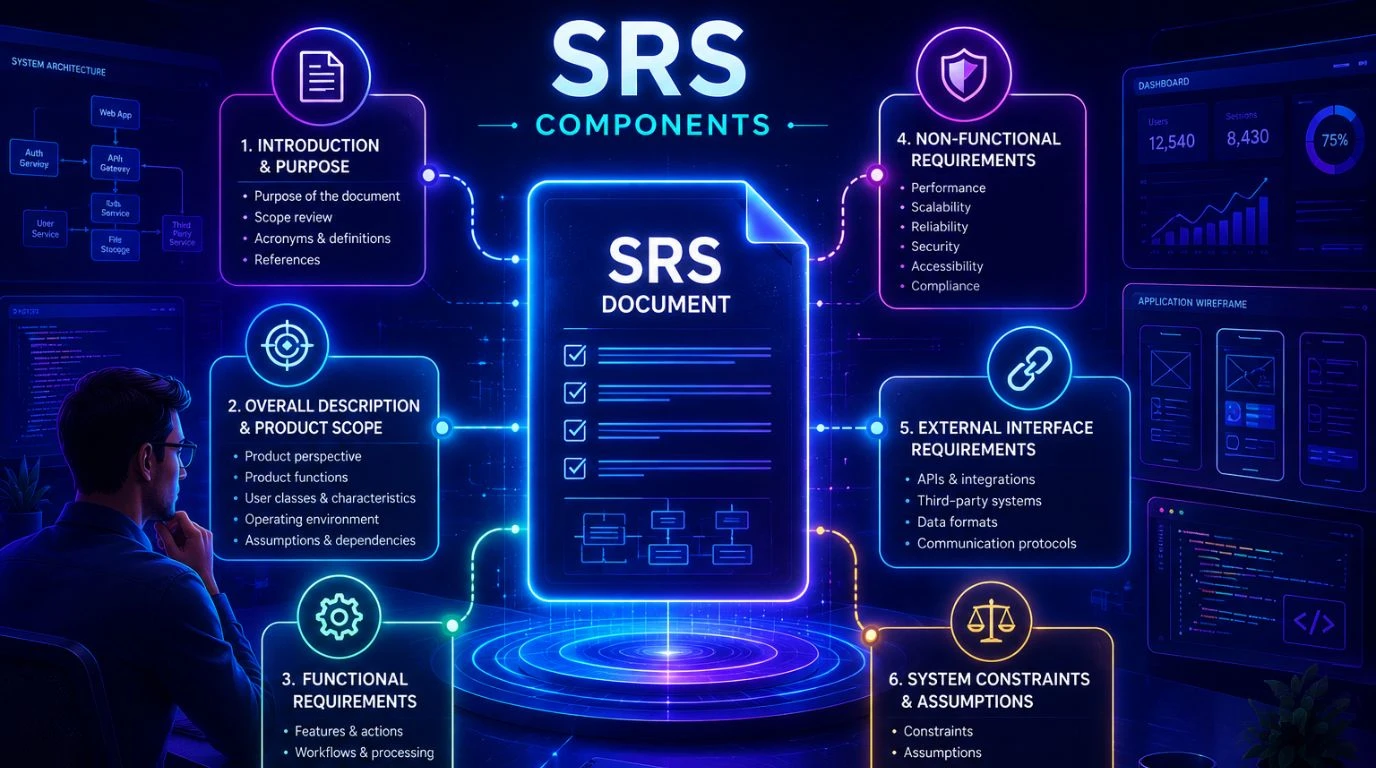 Key components of a software requirement specification document